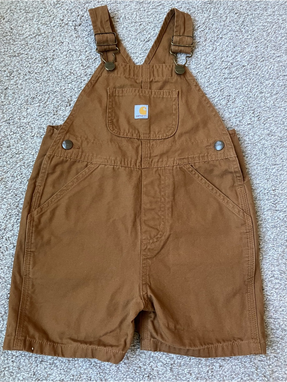 Carhartt Toddler Brown Canvas Short Overalls Size 3T